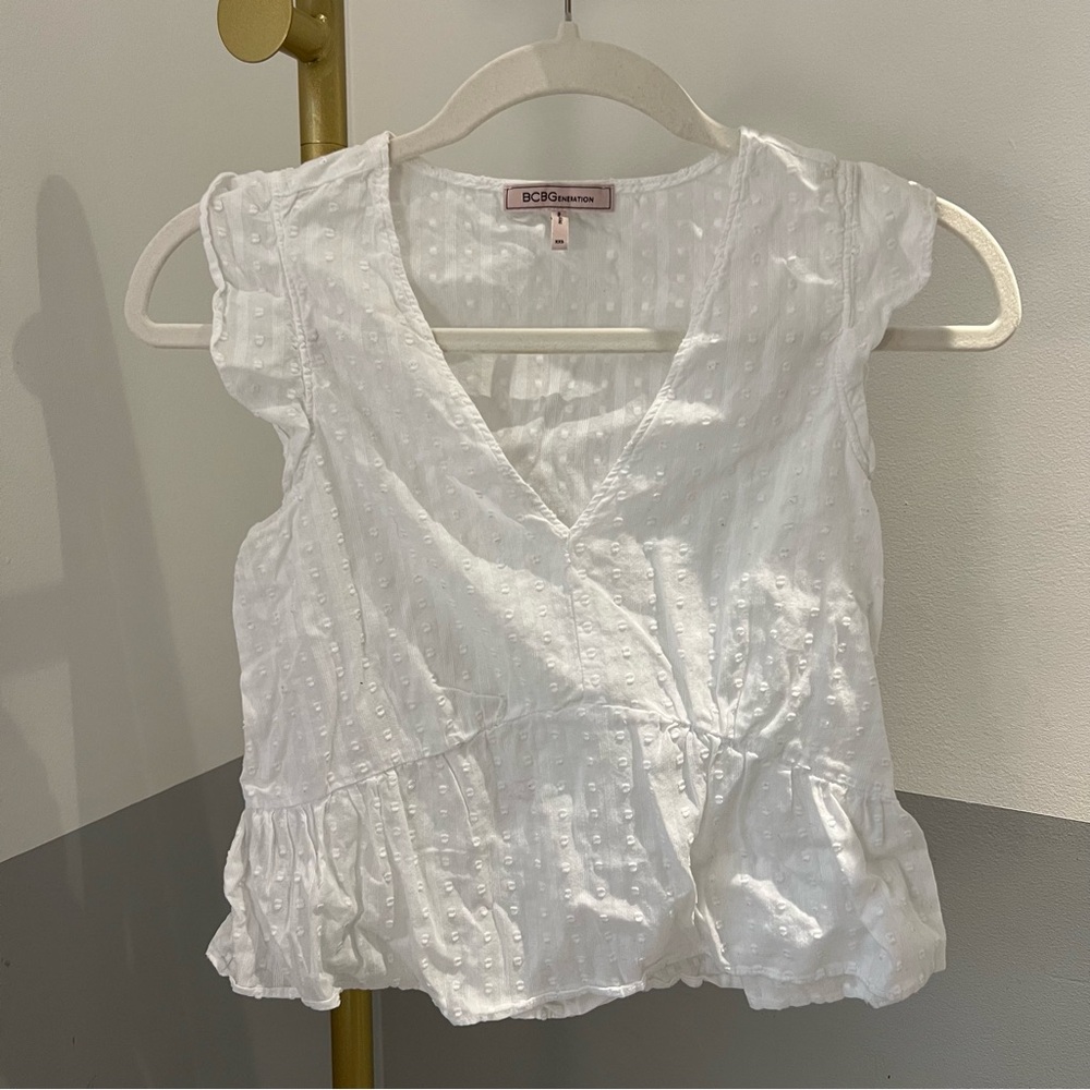 Revolve BCBGeneration White Striped Dobby Blouse Top